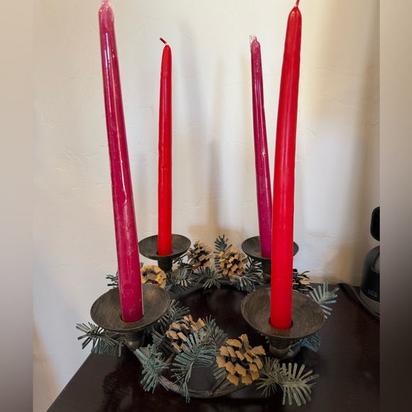 PartyLite Pinecone Candleholder Wreath P8246 Metal Centerpiece Holiday Decor - Picture 8 of 12